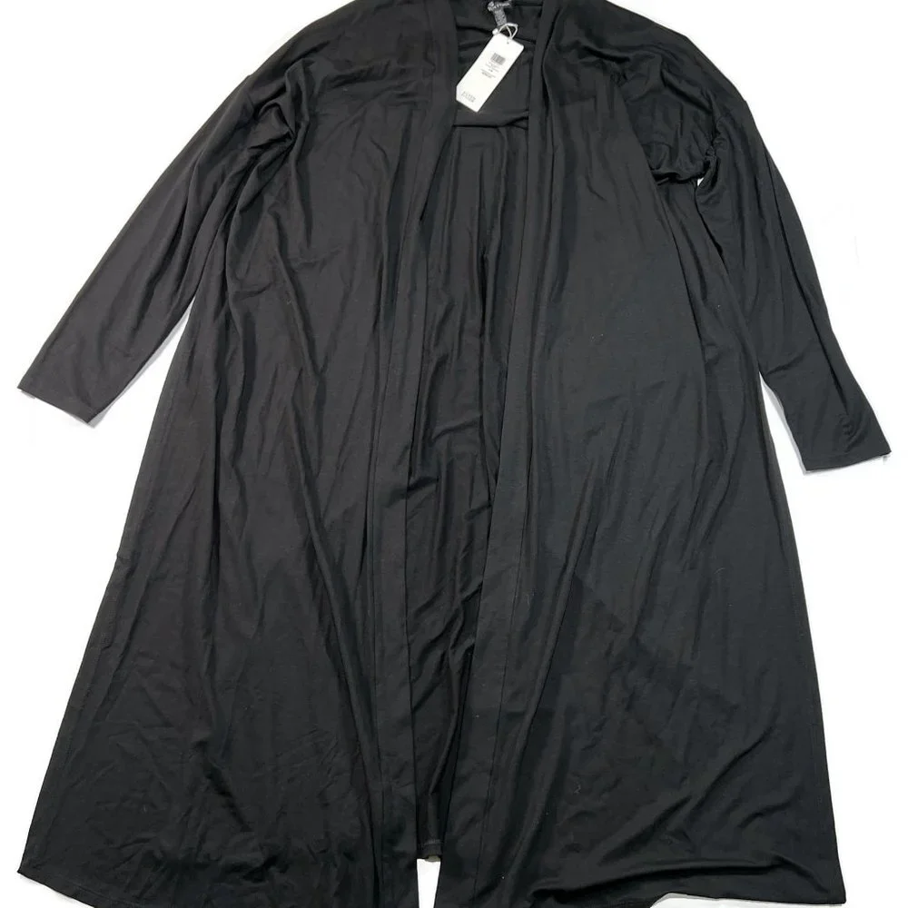 Eileen Fisher Womens Black‎ Kimono Cardigan Long Sleeve Viscose Jersey Large NEW